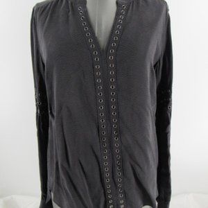 veronica beard black w/metal detail hi-low blouse
